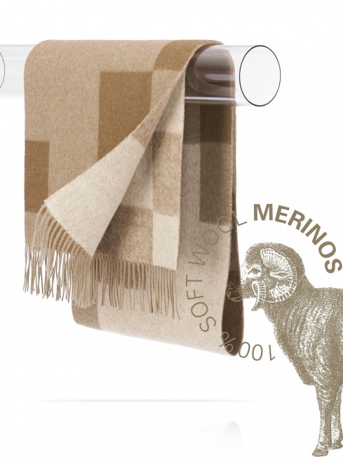 JACQUARD VERT, длиный ШАРФ из мягчайшей шерсти MERINOS из пряжи средней тяжести, коллекционная линия CONFRONTATION (Собственный Взгляд) FJq.W255_5100302.85/VERT